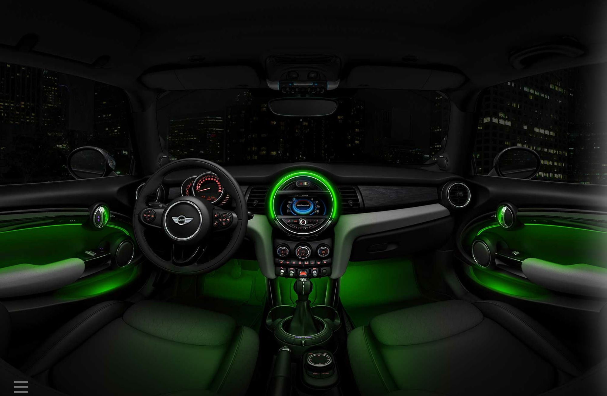 Grünes Cockpit.